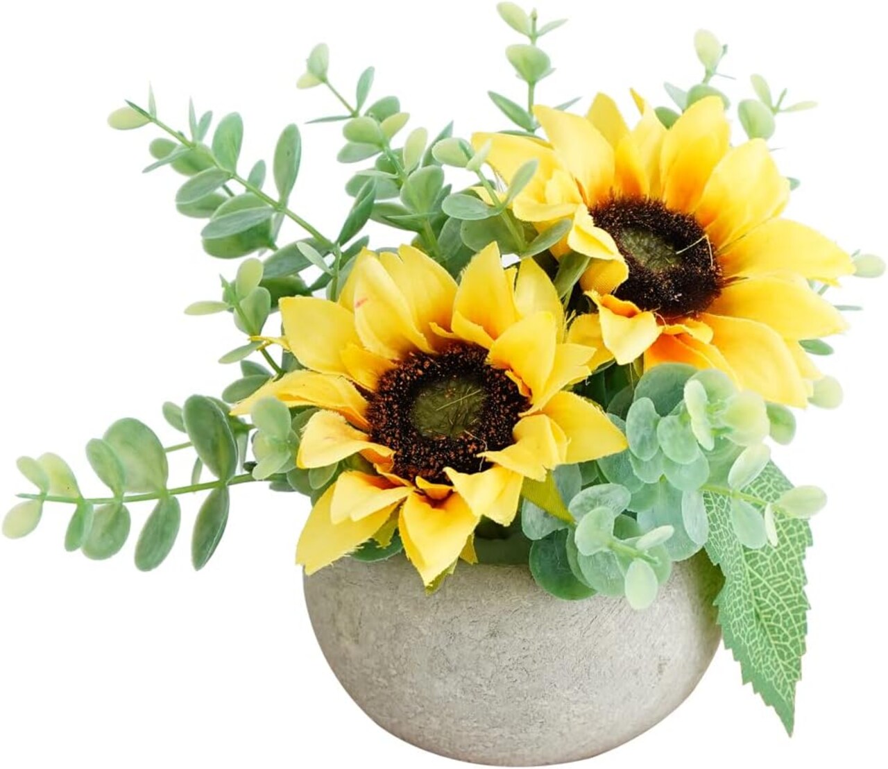 Artificial Flowers Kit with Pot, Combination of Fake Silk Sunflowers and Greenery,Small Plant Potted Decor for Offices,Bookshelf,Bedroom, Living Room,Party,Wedding Decorations…